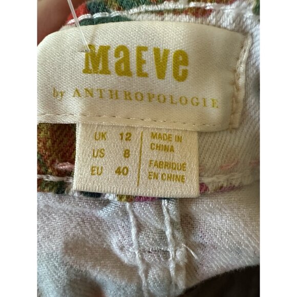 Maeve Anthropologie Skirt Size 8 Denim Red Flowers Pencil Knee Length 057 - Picture 5 of 8